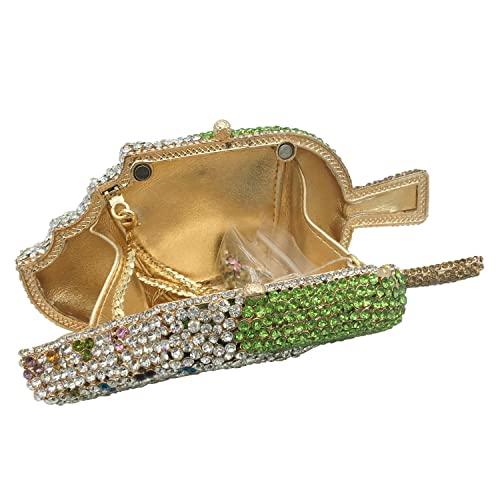 Tngan Women Ice Cream Shaped Evening Clutch Glitter Full Rhinestones Bag Girl Summer Dress Shoulder Bag, Cantaloupe - Image 5