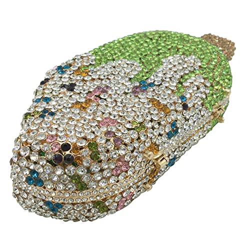 Tngan Women Ice Cream Shaped Evening Clutch Glitter Full Rhinestones Bag Girl Summer Dress Shoulder Bag, Cantaloupe - Image 4