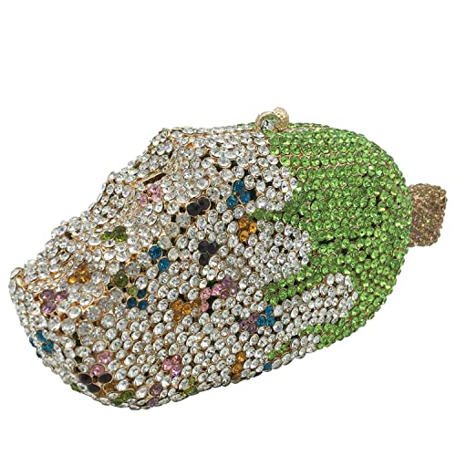 Tngan Women Ice Cream Shaped Evening Clutch Glitter Full Rhinestones Bag Girl Summer Dress Shoulder Bag, Cantaloupe - Image 3