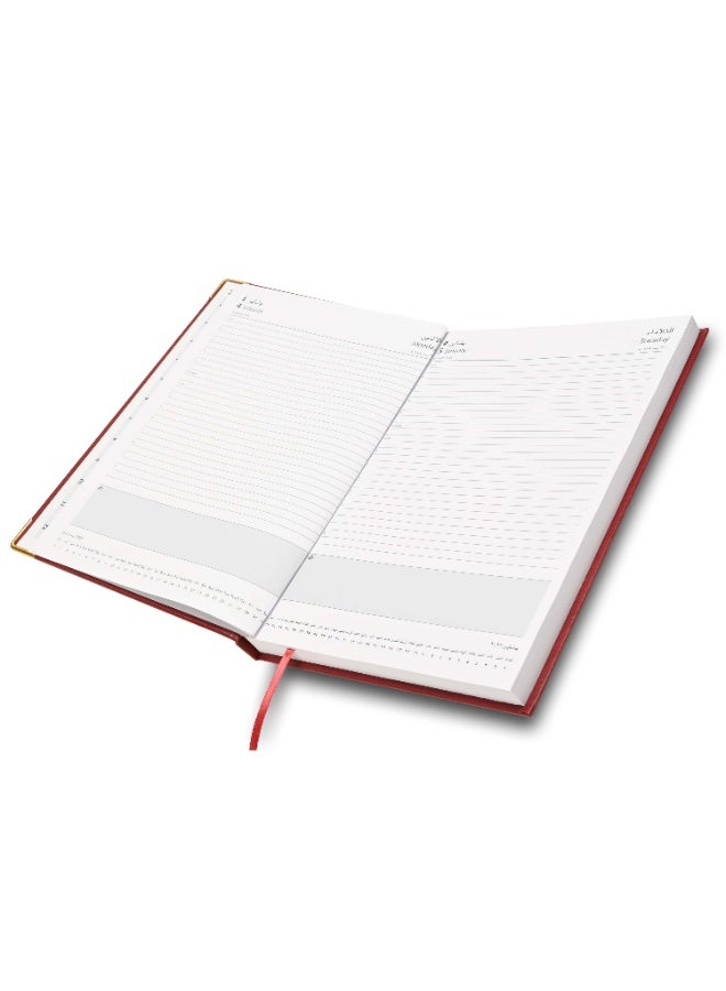 FIS 2027 A4 Diary, 210x297mm Size, 1 Side Padded Vinyl, Golden Corners, 1 Day a Page Format, English/Arabic, 60gsm White Paper, Maroon Cover-FSDI42AE27MR - Image 4