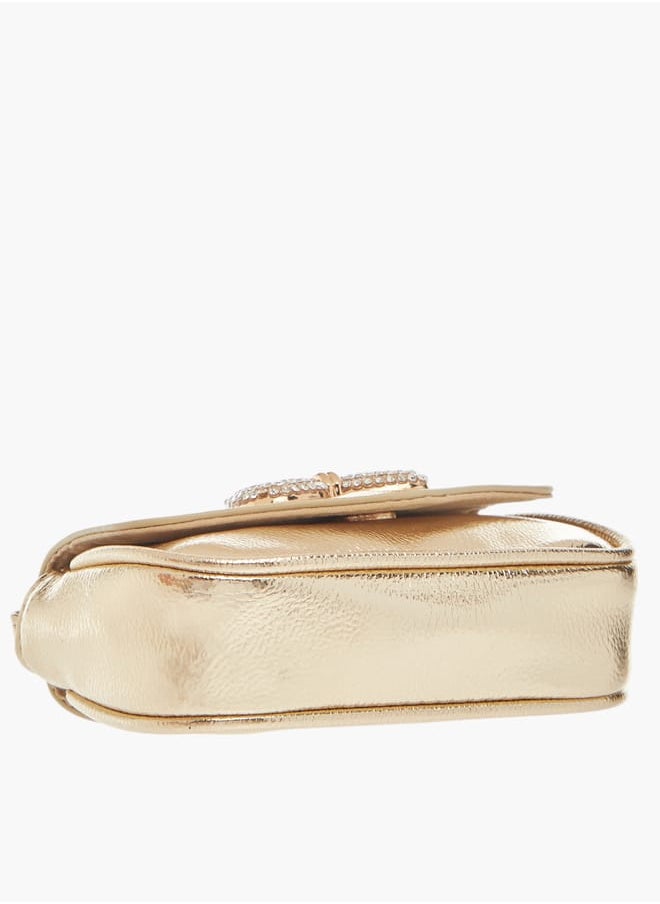 Little Missy - Girls Bow Embellished Crossbody Bag with Chain Strap and Button Closure - Image 1