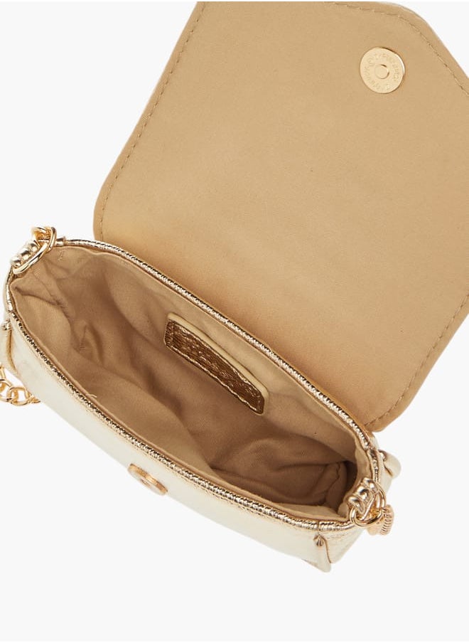 Little Missy - Girls Bow Embellished Crossbody Bag with Chain Strap and Button Closure - Image 1