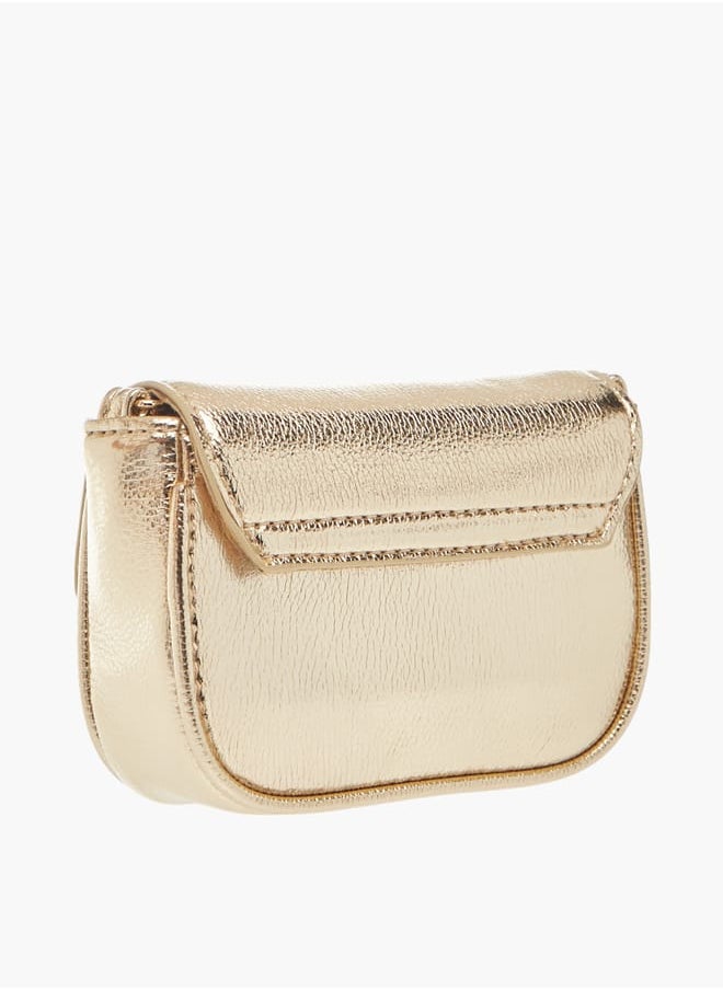 Little Missy - Girls Bow Embellished Crossbody Bag with Chain Strap and Button Closure - Image 1