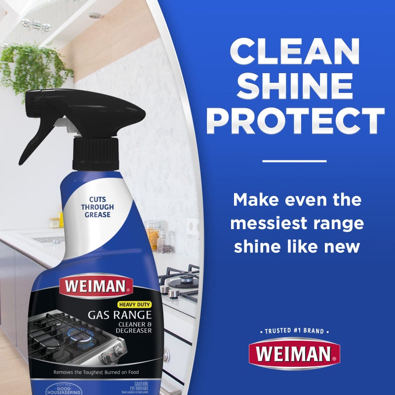 Weiman Heavy Duty Gas Range & Stove Top Cleaner and Degreaser - 2 Pack, 24 Ounces with MicroFiber Cleaning Towel - Image 3