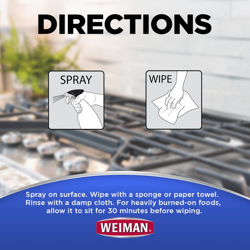 Weiman Heavy Duty Gas Range & Stove Top Cleaner and Degreaser - 2 Pack, 24 Ounces with MicroFiber Cleaning Towel - Image 4
