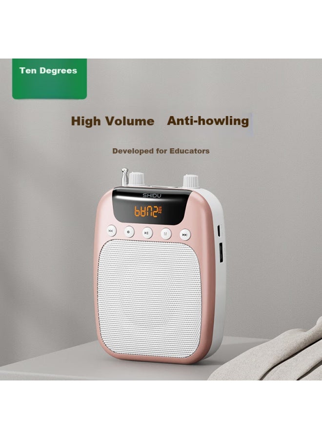 SHIDU S358 Small Bee Amplifier, Teacher-specific Classroom Amplifier, High-volume Outdoor Loudspeaker, Tour Guide Long-lasting Anti-howling Megaphone, Wired Microphone, Gold Color - Image 1