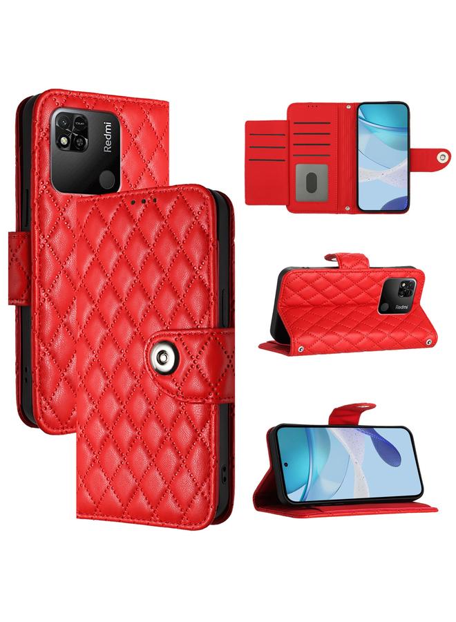S-TOP Case For Redmi 10A / 9C Rhombic Texture Flip Leather Phone Case with Lanyard - Image 1