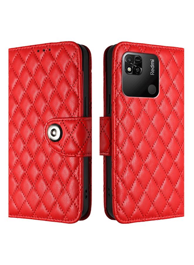 S-TOP Case For Redmi 10A / 9C Rhombic Texture Flip Leather Phone Case with Lanyard - Image 2