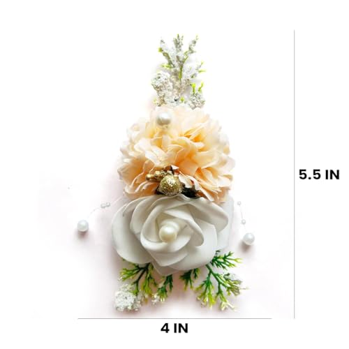 ADIKALA™ Handmade Artificial Carnations & Foam Rose Flower Bunch for Trousseau Packing, Ready to use Flower Brooch Hamper for Decoration, Gift Wrapping Flowers (6, Peach) - Image 3