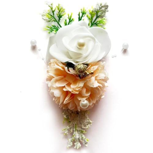 ADIKALA™ Handmade Artificial Carnations & Foam Rose Flower Bunch for Trousseau Packing, Ready to use Flower Brooch Hamper for Decoration, Gift Wrapping Flowers (6, Peach) - Image 4