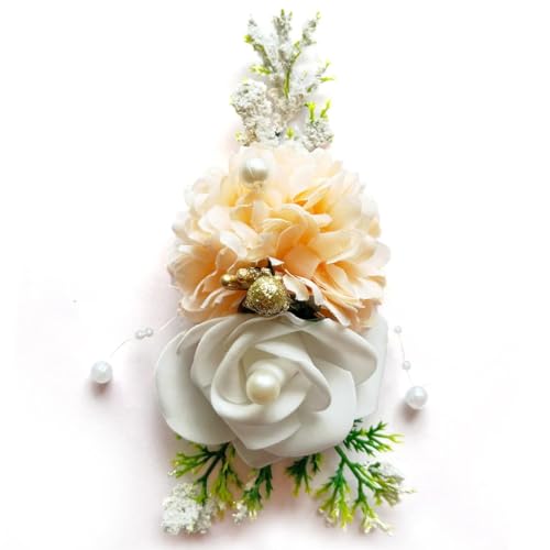 ADIKALA™ Handmade Artificial Carnations & Foam Rose Flower Bunch for Trousseau Packing, Ready to use Flower Brooch Hamper for Decoration, Gift Wrapping Flowers (6, Peach) - Image 5