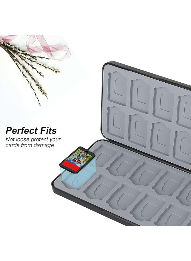 Switch Game Card Case With 16 Slots Portable Shockproof Game Card Holder Black Game Cards Storage Holder Box Cartridge Case Magnetic Closure & Hard Shell & Silicone Lining - Image 3