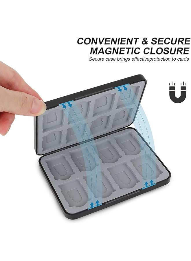 Switch Game Card Case With 16 Slots Portable Shockproof Game Card Holder Black Game Cards Storage Holder Box Cartridge Case Magnetic Closure & Hard Shell & Silicone Lining - Image 4