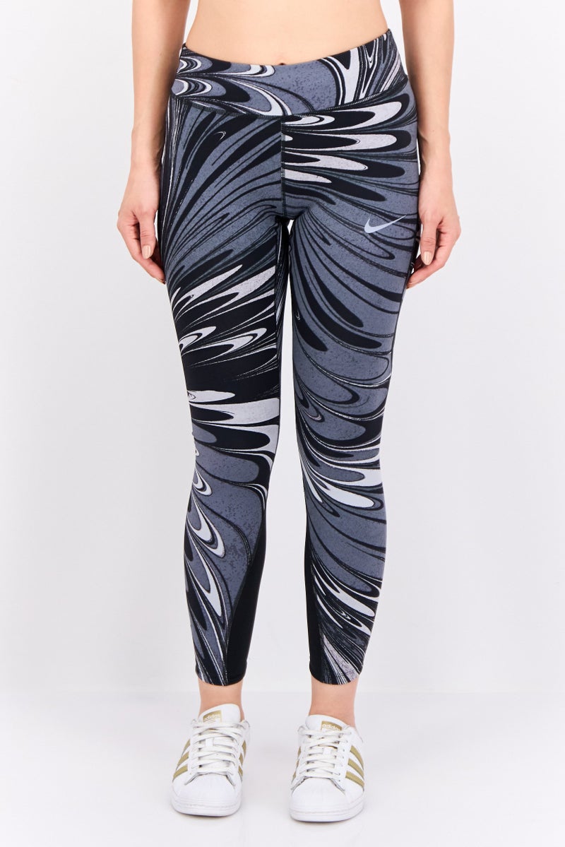 Nike Women Tight Fit Running Leggings, Black/Grey - Image 1