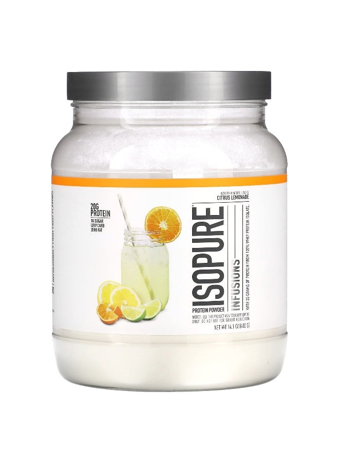 Isopure Isopure, Infusions Protein Powder, Citrus Lemonade, 14.1 oz (400 g) - Image 1