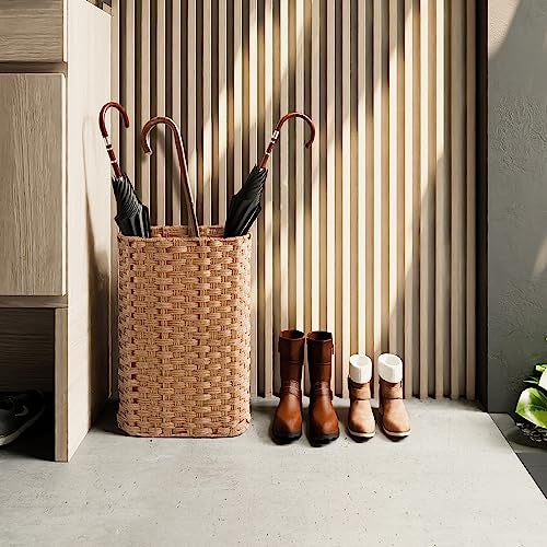 PEMAR Wicker Umbrella Holder, Hand Woven Umbrella Stand Basket Decorative Cane Holder Rack for Home, Entryway Multipurpose Narrow Tall Basket (Natural) - Image 4