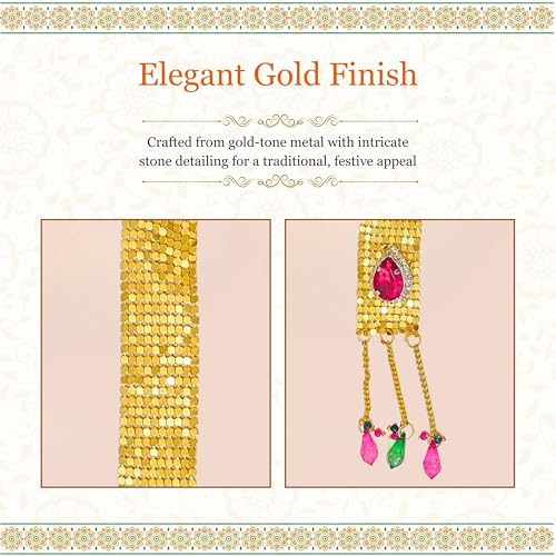 PUNYATVA Ganpati Shela in Metal (Gold), Uparna, Khes, Patka, Vastra for Ganesh Chaturthi, Gauri Ganpati, Durga Puja, Varalakshmi Vratam, Navratri – God Idol Decoration Accessories, Murti Dress - Image 3