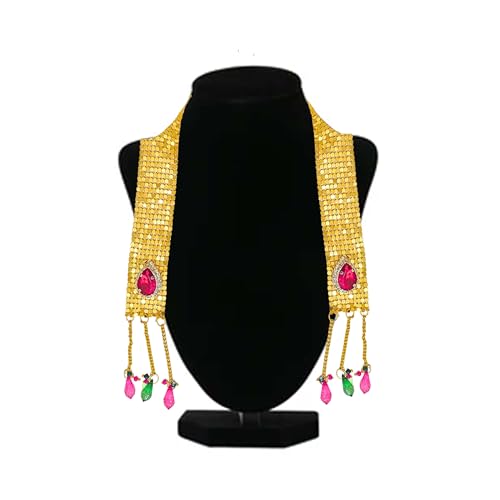 PUNYATVA Ganpati Shela in Metal (Gold), Uparna, Khes, Patka, Vastra for Ganesh Chaturthi, Gauri Ganpati, Durga Puja, Varalakshmi Vratam, Navratri – God Idol Decoration Accessories, Murti Dress - Image 1