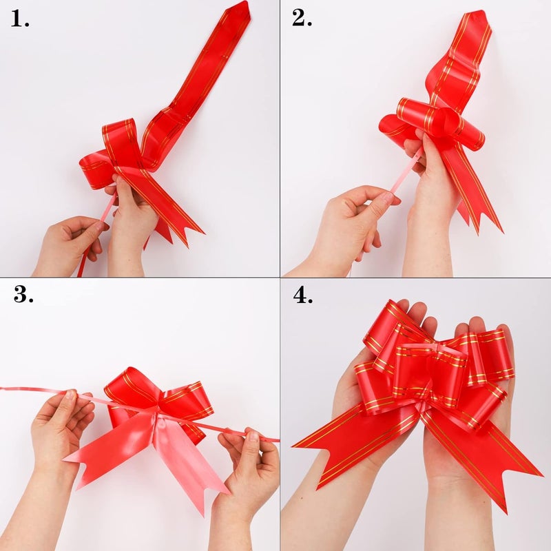Chocozone 100Pcs Pull Flower Ribbon for Gift Wrap & Decoration Multicolor Pull Ribbon Bows (Size : 23) Pull Ribbons for Gift Wrapping (Red) - Image 2