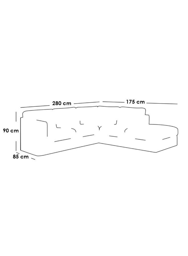 الهوم كنبة زاوية 5 مقاعد شكل حرفL   بمقاس 279×253×60×92 سم - رمادي - Image 2