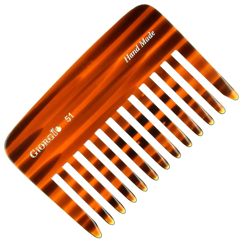 Giorgio G51 Wide Tooth Detangling Combs for Women, Wide Teeth Pocket Comb for Thick Curly Wavy Hair. Hair Detangler Comb For Wet and Dry Everyday Care. Handmade, Saw-Cut and Hand Polished - Image 1