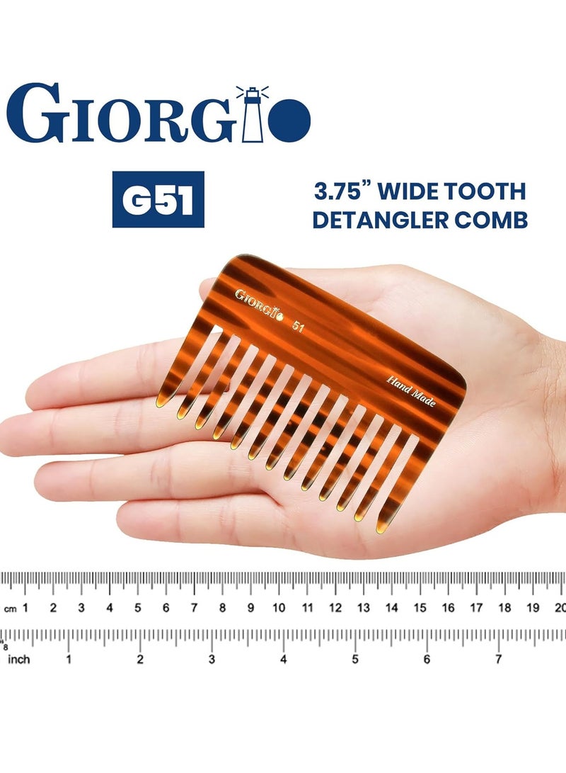 Giorgio Giorgio G51 Small Travel Purse Hair Detangling Comb, Wide Teeth Pocket Comb for Thick Curly Wavy Hair. Hair Detangler Comb For Wet and Dry Everyday Care. Handmade of Cellulose, Saw-Cut Hand Polished - Image 2