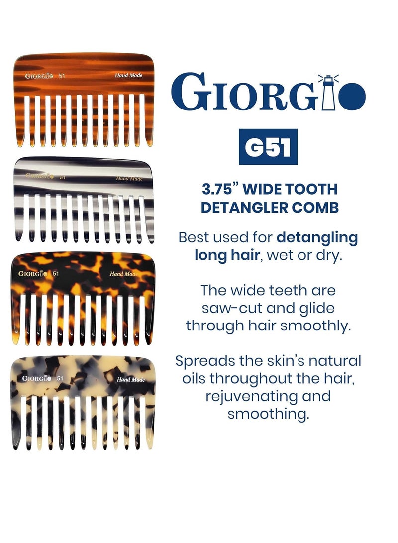 Giorgio Giorgio G51 Small Travel Purse Hair Detangling Comb, Wide Teeth Pocket Comb for Thick Curly Wavy Hair. Hair Detangler Comb For Wet and Dry Everyday Care. Handmade of Cellulose, Saw-Cut Hand Polished - Image 4