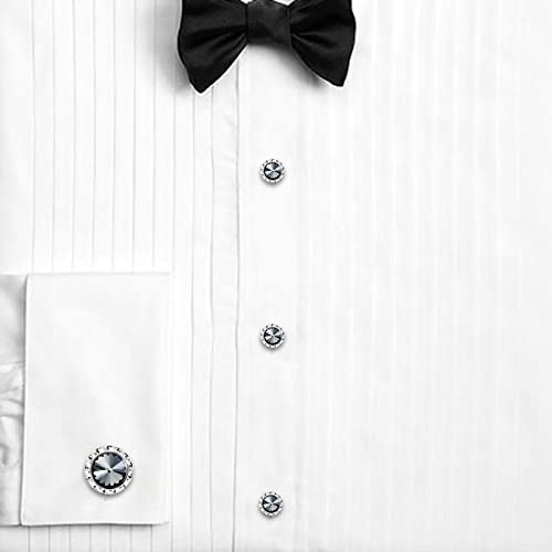 AMITER Crystal Cufflinks and Tuxedo Studs for Men, Suitable for Dress Shirt Suit Jacket Vest Bow tie Fashion Accessories, Gift for Men or DAD, Formal Business Wedding Anniversary Jewelry - Image 4