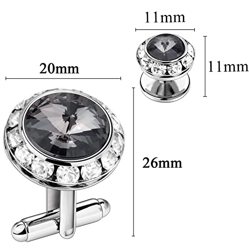AMITER Crystal Cufflinks and Tuxedo Studs for Men, Suitable for Dress Shirt Suit Jacket Vest Bow tie Fashion Accessories, Gift for Men or DAD, Formal Business Wedding Anniversary Jewelry - Image 5
