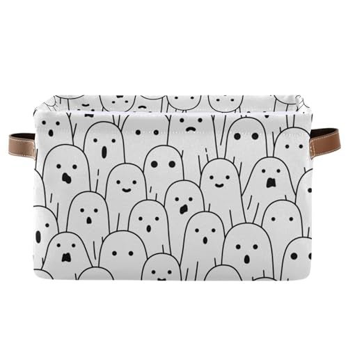 xigua Halloween Ghost Storage Basket Durable Canvas Storage Bins with Handles Large Collapsible Storage Bins Boxes for Shelves,Home Office,Toys,Closet & Laundry- 1PCS - Image 1