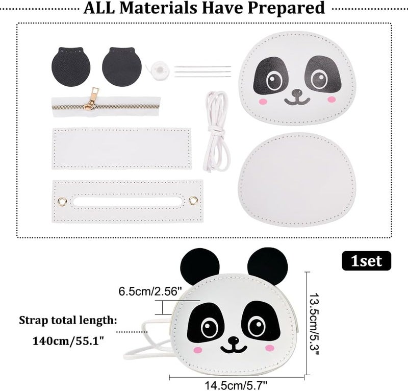 كلاراكو مجموعة صنع حقيبة من جلد البولي يوريثان من Klarako، حقيبة كتف مصنوعة يدويًا على شكل باندا، مواد قابلة للتغيير، مجموعات صنع المحفظة، مجموعات خياطة جلدية، ملحقات صنع حقيبة يد يدوية الصنع، 5.3 × 5.7 × 2.3 بوصة - Image 2