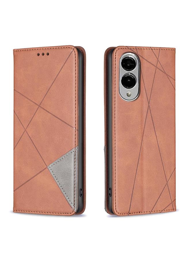 S-TOP Case For Samsung Galaxy S25 Edge 5G Rhombus Texture Magnetic Leather Phone Case - Image 1