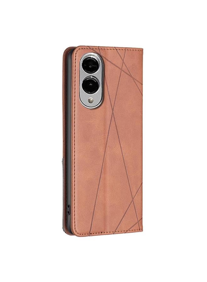 S-TOP Case For Samsung Galaxy S25 Edge 5G Rhombus Texture Magnetic Leather Phone Case - Image 3