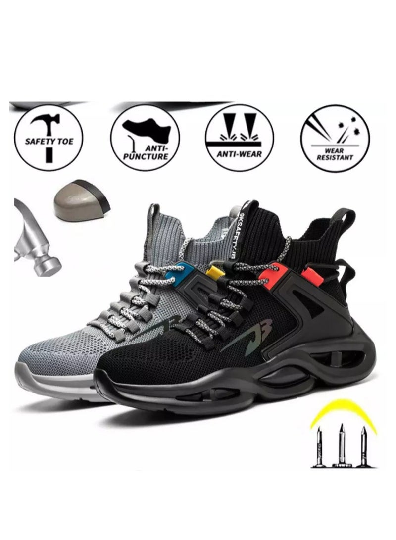 Men's Woven Breathable Steel Toe Puncture Proof Cushioned Safety Shoes Comfy Non Slip Rubber Sole Durable Work Shoes Men's Footwear (43 EUR) - Image 5