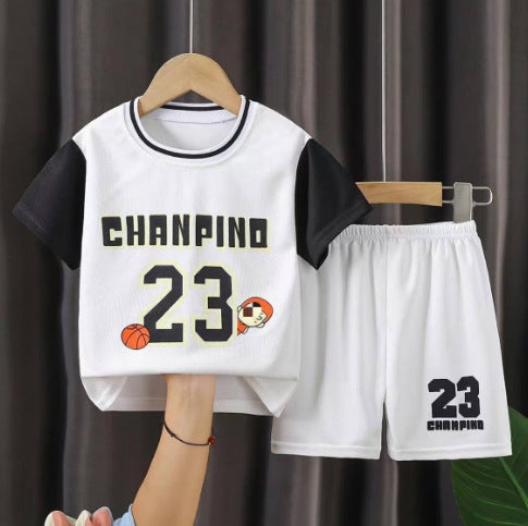2024 Kids Summer Sports Jersey Set Boys Short Sleeve Vest Shorts Pa-01 uniform white 23 