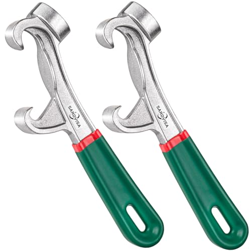 SARDVISA 2Pcs Upgraded Bucket Opener Tool 5 Gallon, 8.5 Inch Aluminum Paint Bucket Lid Opener Wrench with Non-slip Rubber Handle Grip, Metal Can Opener Lid Pail Remover Tool for Home Industrial - Image 1