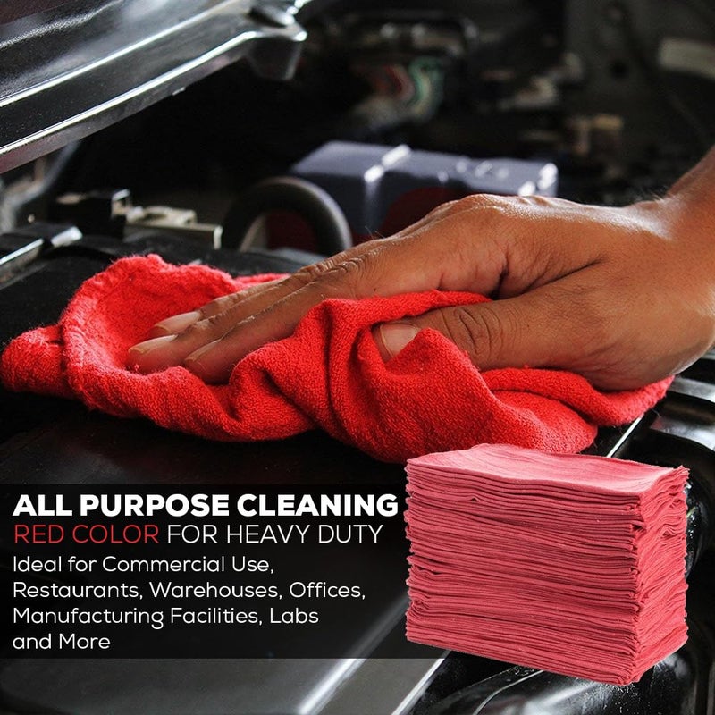 Simpli-Magic 78966-100PK Shop Towels 14”x12”, Red, 100 Pack - Image 3