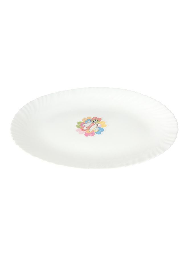 Royalford Opal Printed Oval Plate White/Pink/Blue 14inch - Image 1