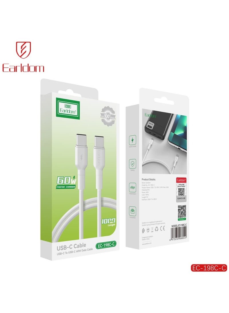 Earldom Ultra Fast 60W Charge Cable USB-C to USB-C 1M For All Devices - Image 2