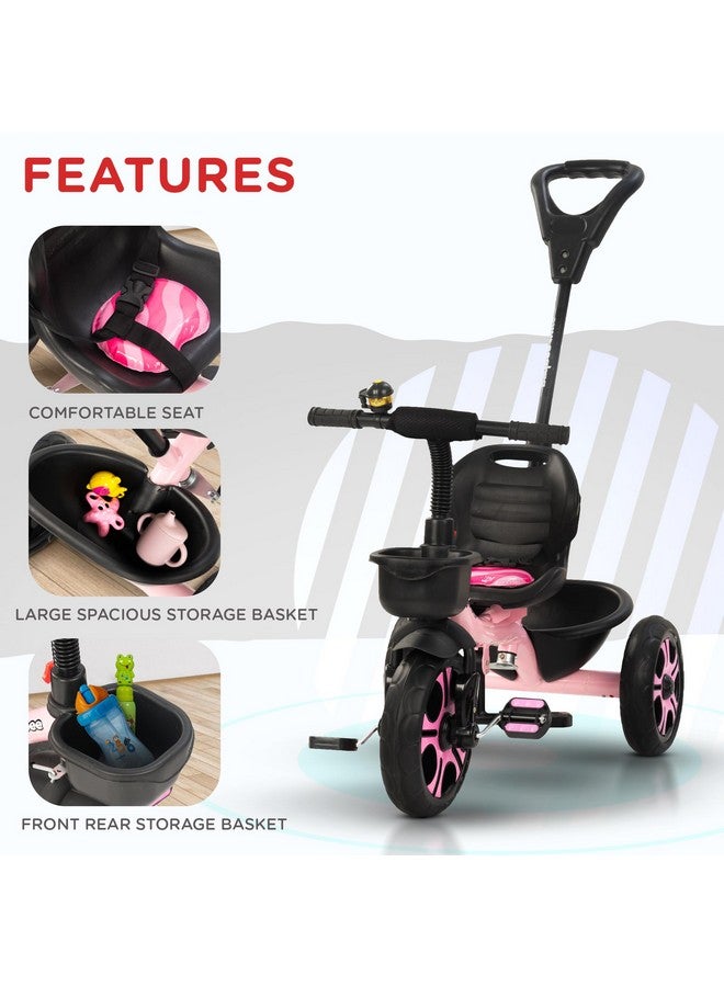 BAYBEE Baybee Baby Tricycle for Kids, Smart Plug & Play Kids Cycle with Eva Wheels, Bell, Storage Baskets & High Backrest | Kids Tricycle Trike | Baby Cycle for Kids 2 to 5 Years Boy Girl (Trixg Pro Pink) - Image 3