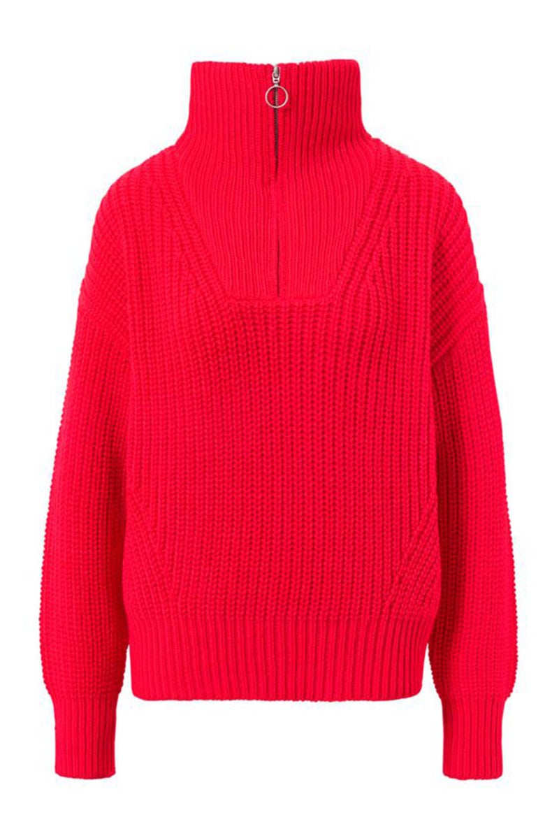 Tchibo Women Long Sleeve Knitted Sweater, Red  - Image 3