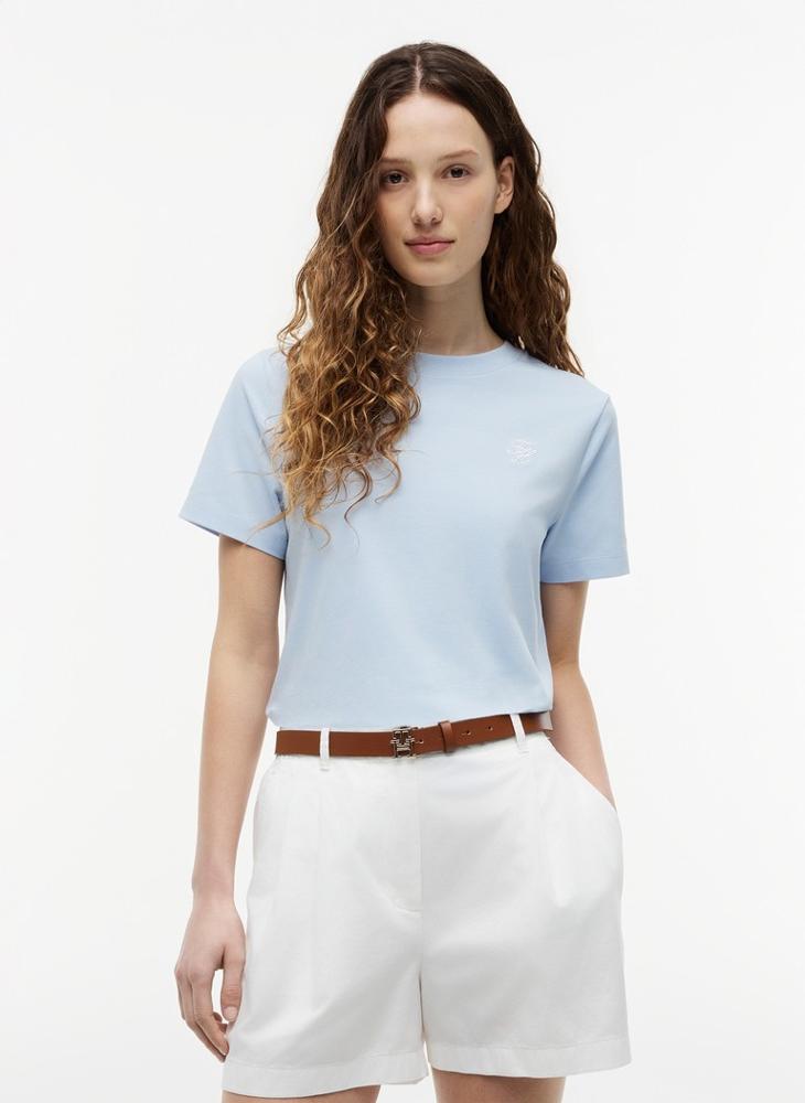 TOMMY HILFIGER Logo Embroidery Crew Neck T-Shirt - Image 1