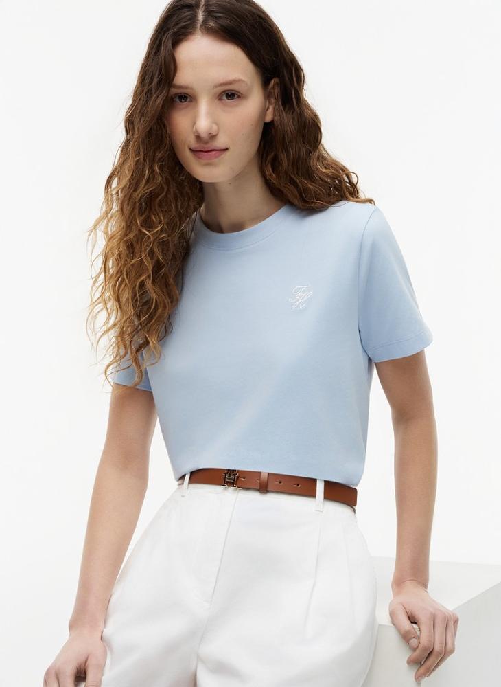 TOMMY HILFIGER Logo Embroidery Crew Neck T-Shirt - Image 3