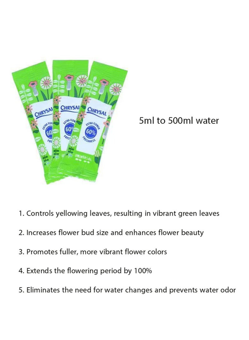 كريسال مادة حافظة خاصة بأزهار الأقحوان الطازجة، عبوات طعام شفافة للزهور لتنسيق الزهور والباقات، مستلزمات تنسيق الزهور الطازجة، مادة حافظة للزهور ومحلول مغذي لإطالة عمر الزهور (5 مل، 20 عبوة) - Image 2