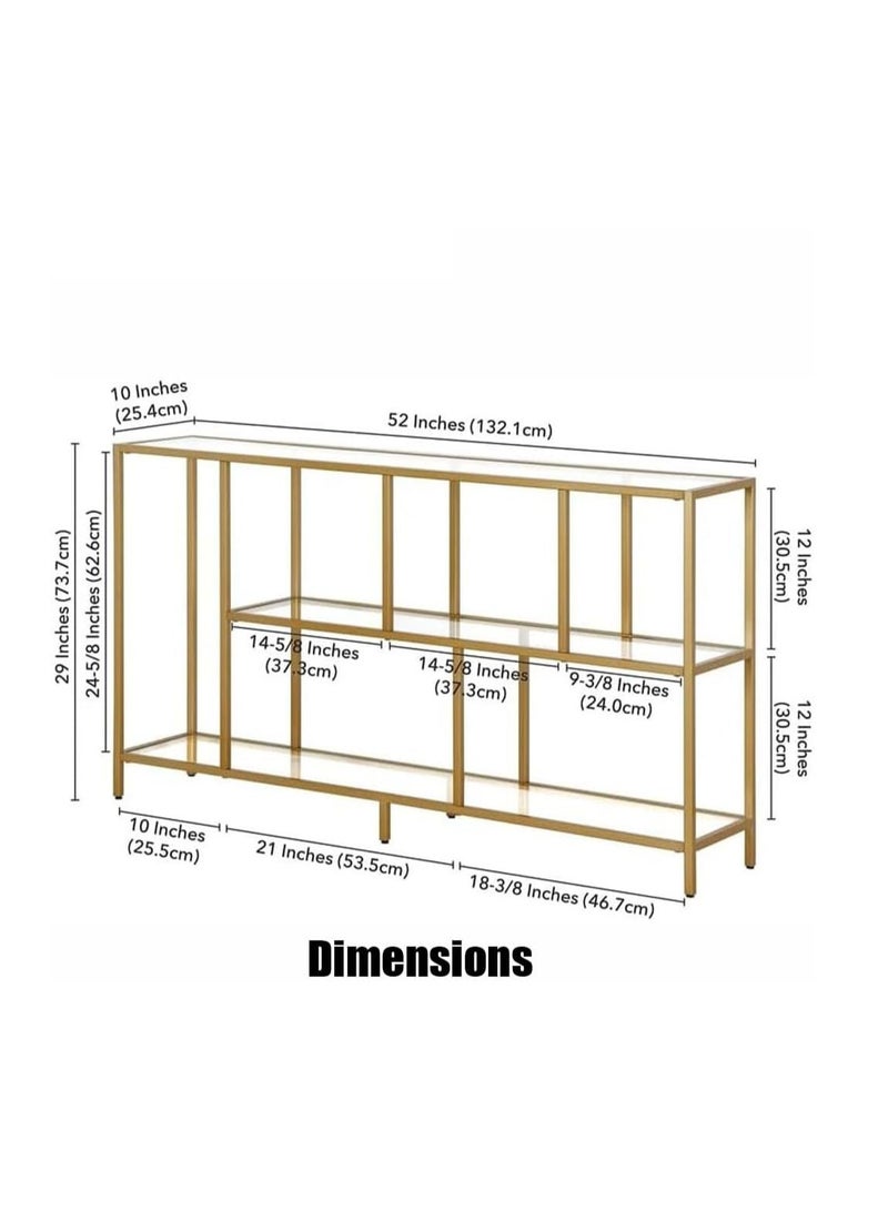 LINGWEI Tempered Glass Console Table with Integrated Storage Shelves Pre- Assembled Modern Accent Piece For Living Room Hallway and Entryway - Image 4