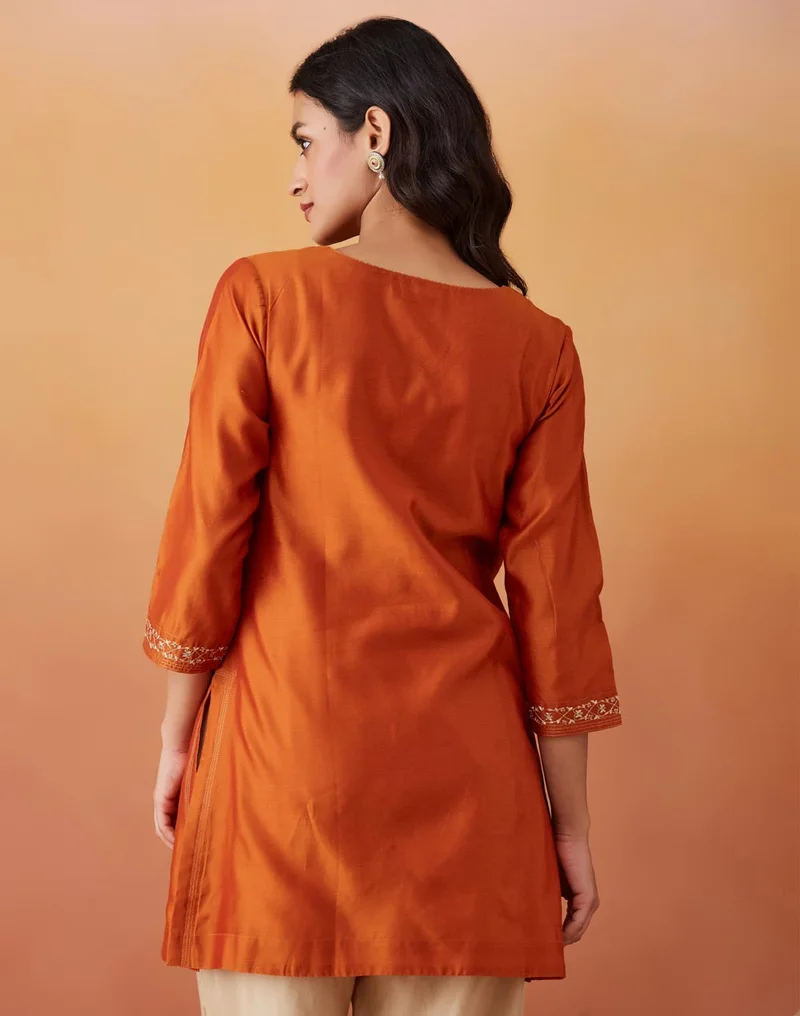 Fabindia Cotton Silk Embroidered Short Kurta