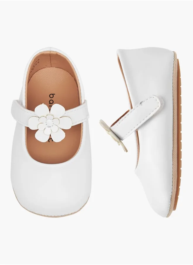 Barefeet Girls Floral Accent Booties with Hook and Loop Closure