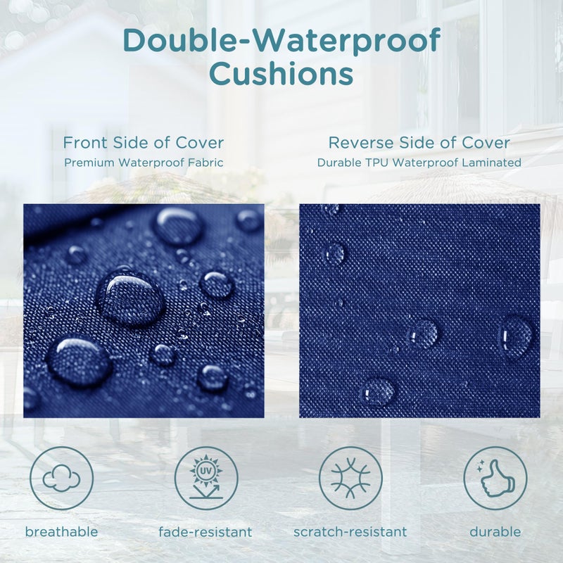 Codi Outdoor Bench Cushion 48 inch, Double Waterproof Patio Furniture Cushions Replacement for Swing, Porch, Couch, 48x18x3'', Navy - Image 3