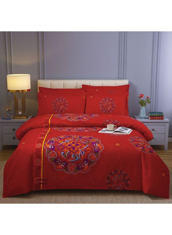 Thickened Large Edition Flower Sanding Skin-Friendly Non-Cotton Four-Piece Set Single And Double Bed Sheet Quilt Cover Dormitory Three-Piece Set Bed Dream Domain-Color:Tb*028*changan In Shengshi-Specifications:Quilt Cover 1.5*2.0+sheet+pillowcase*1 - Image 1