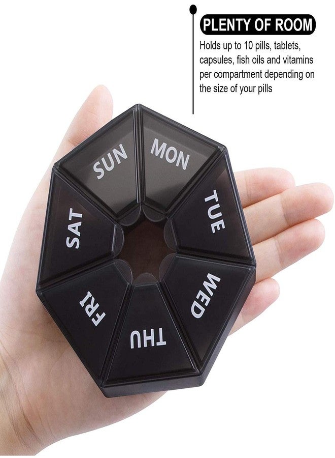 INVODA Weekly Pill Organizer Large 7 Day Pill Box Organizer Daily Medicine Case for Vitamin Fish Oil Pills Supplements Arthritis Friendly (Black 1PCS - Image 5